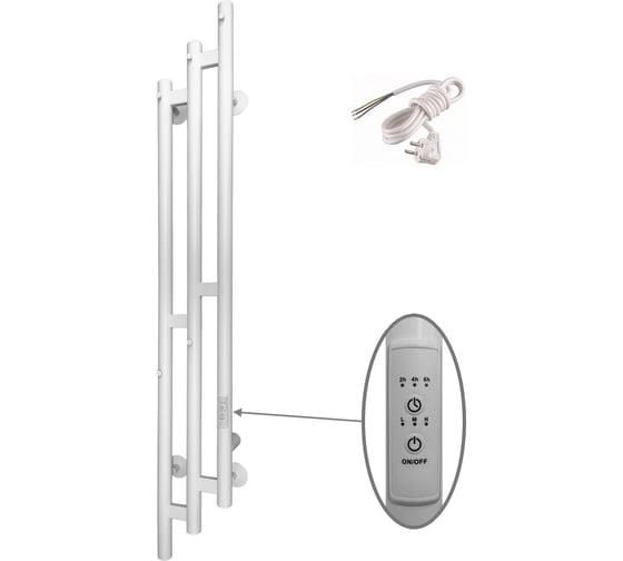 Изображение товара Полотенцесушитель ALTASAN Бриз 120x17, таймер, скрытый провод справа, белый матовый Бриз12017БМ