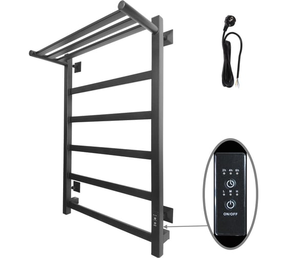 Изображение товара Полотенцесушитель ALTASAN Парус Проф 80x50 с полкой, черный муар ПарусПроф8050ПЧМ