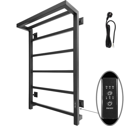 Изображение товара Полотенцесушитель ALTASAN Скала Проф 80x50, с полкой, таймер, черный муар СкалаПроф8050ПЧМ