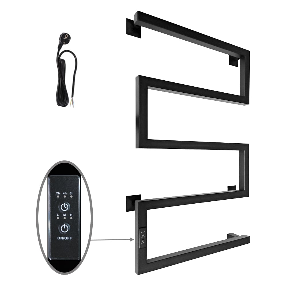 Изображение товара Полотенцесушитель ALTASAN Шалимар Проф 80x50, таймер, скрытый монтаж справа, черный муар ШалимарПроф8050ЧМ