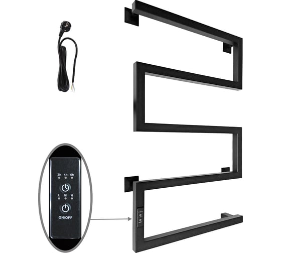 Изображение товара Полотенцесушитель ALTASAN Шалимар Проф 80x50, таймер, скрытый монтаж справа, черный муар ШалимарПроф8050ЧМ
