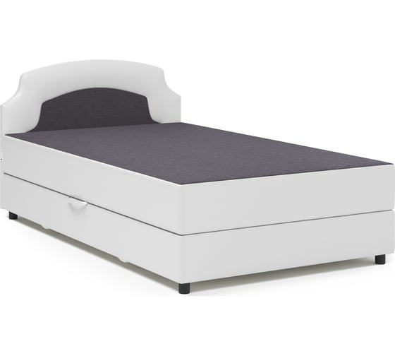 Изображение товара Тахта Шарм 120, серая рогожка и белая экокожа 104210618