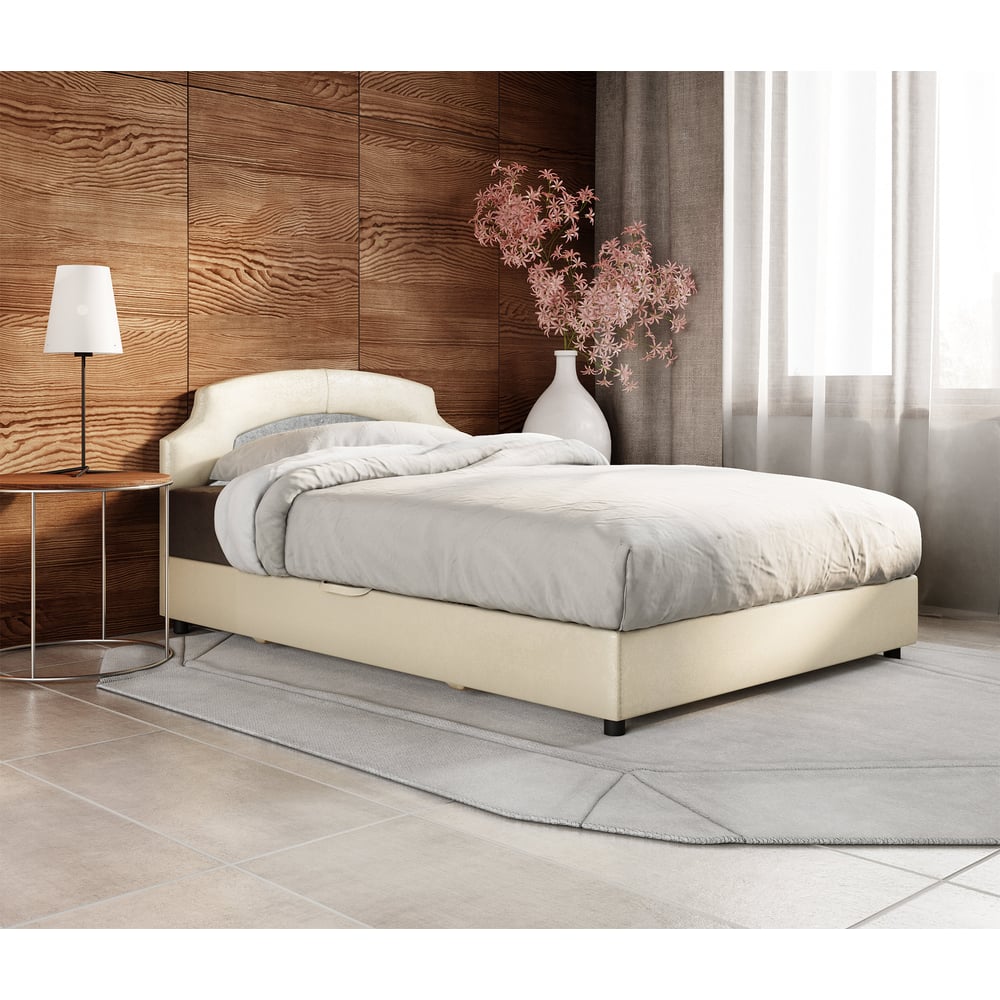 Изображение товара Тахта Шарм 90 Мальта серая и экокожа беж классическая кровать с ящиком