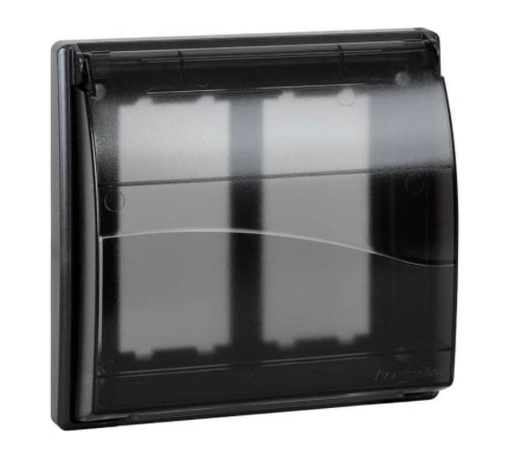 Изображение товара Рамка Simon на 2 S-модуля с крышкой к монт.коробке SBM250, Сима Про, графит SBMT202-14