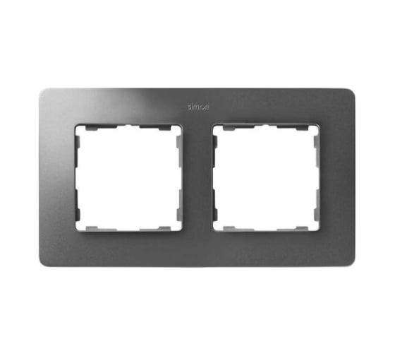 Изображение товара Рамка Simon декоративная, 2 поста, Original, S82 Detail, алюминий-чёрный 8200620-293