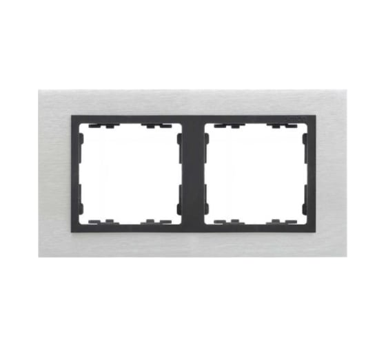 Изображение товара Рамка Simon декоративная, 2 поста, S82 Nature, Металл, матовая сталь-графит 82827-31