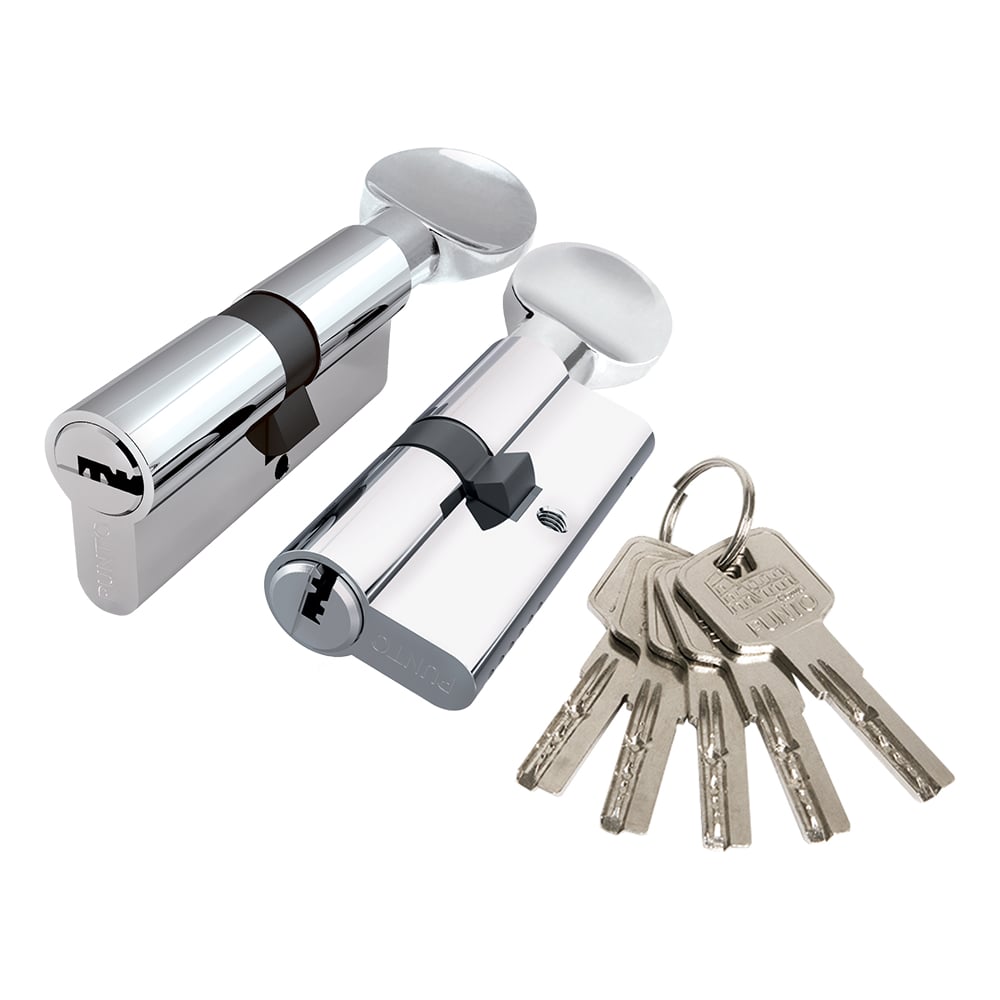 Изображение товара Цилиндровый механизм PUNTO Z3002Knob100 (40+10+50) с вертушкой CP хром 48045