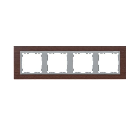 Изображение товара Рамка Simon декоративная, 4 поста, S82 Nature, Дерево, венге-алюминий 82947-65