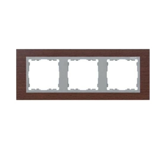 Изображение товара Рамка Simon декоративная, 3 поста, S82 Nature, Дерево, венге-алюминий 82937-65