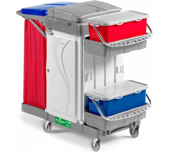 Изображение товара Пластиковая многофункциональная уборочная тележка Filmop с рильсановыми стойками MA3306700U000