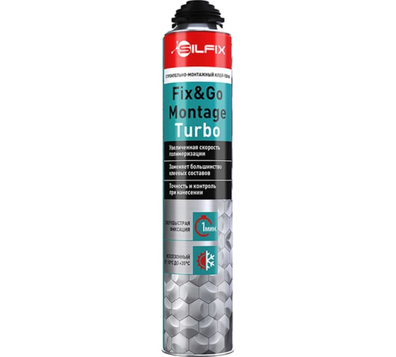 Изображение товара Строительно-монтажный клей-пена Sila SILFIX Fix Go Montage Turbo 750 мл SFMT750