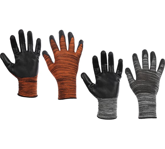 Изображение товара Перчатки садовые нейлоновые с нитриловым полуобливом Inbloom размер 10, 24.5 см, 34 г 180-017