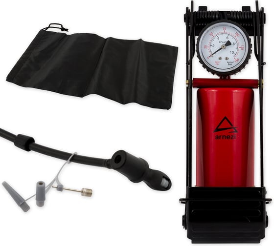Изображение товара Ножной воздушный насос ARNEZI одноцилиндровый, 360 см3, с манометром и шлангом, 0-9 Атм, 60 см A0301002
