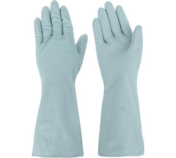 Изображение товара Перчатки хозяйственные VETTA прочные, размер L, серо-голубые, ПВХ 447-013