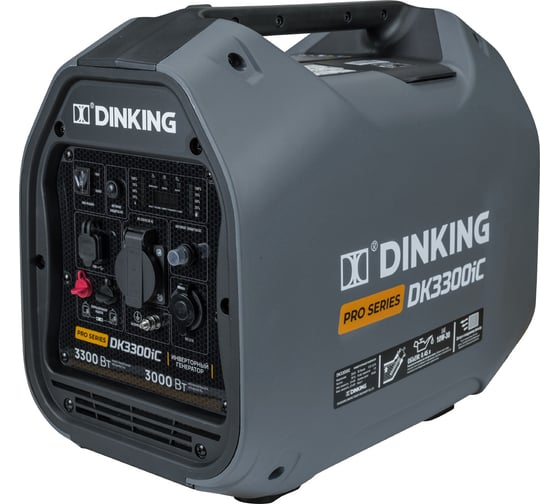 Изображение товара Бензиновый инверторный генератор Dinking DK3300iC (3,3 кВт, 230 В/50Гц, DK164F/P-2, бак 4 л) ГЕН033