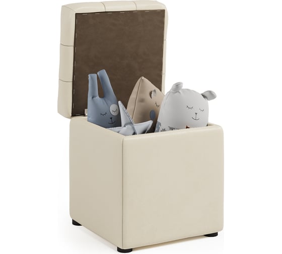 Изображение товара Пуф Шарм Квадро с ящиком, бежевая экокожа 11122121