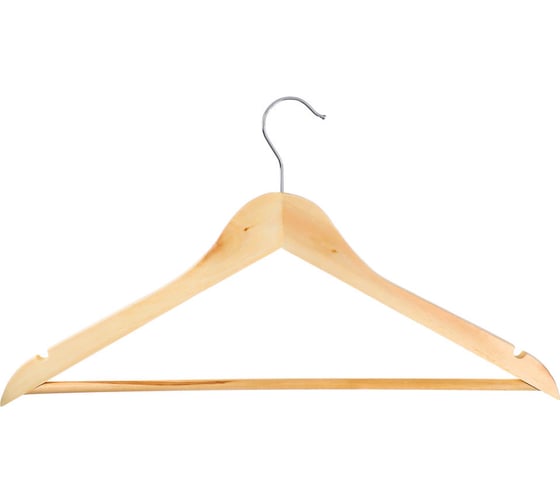 Изображение товара Деревянная вешалка для одежды VETTA 45 см, натуральный цвет, хром, ЭКО 455-051