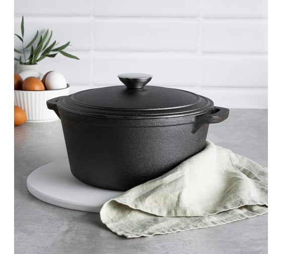 Изображение товара Кастрюля VETTA чугун, 3.8 л, d23x10 см, чугун. крышка, нерж. ручка 808-019