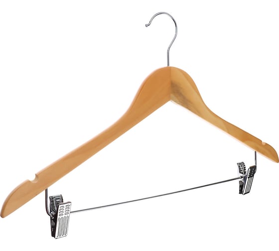 Изображение товара Деревянная вешалка VETTA 45 см, с клипсами, светлое дерево, хром 455-054