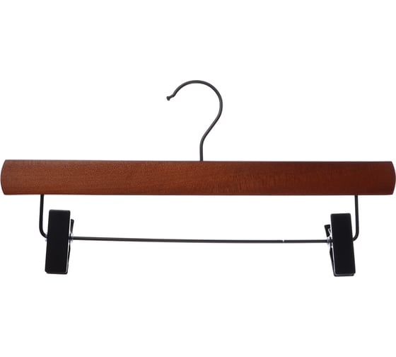 Изображение товара Деревянная вешалка для юбок и брюк VETTA с клипсами, 32 см, ренуар, черн.металл 455-061