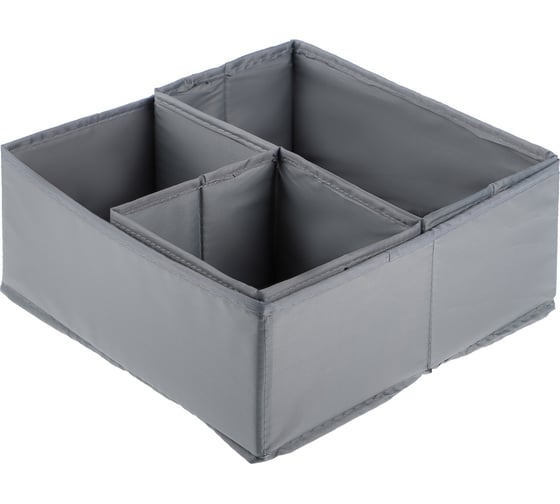 Изображение товара Короба без крышки VETTA 3 шт., 28x28x12 см, 28x14x12 см, 14x14x12 см, полиэстер, серый 457-753