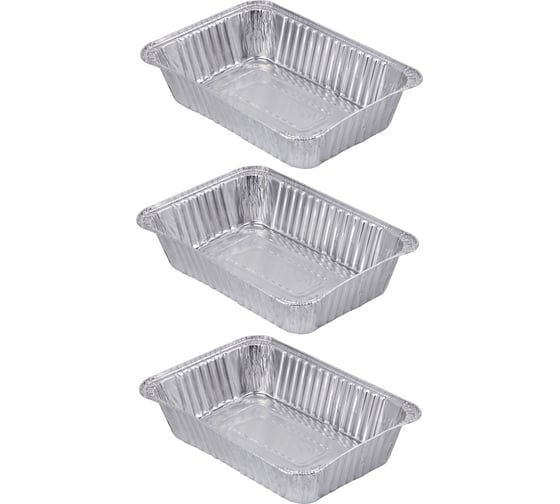 Изображение товара Набор алюминиевых форм для приготовления VETTA 3 шт., 22x15,5x4,5 см, дно 18x11,5 см, 1050 мл, L-край 438-253