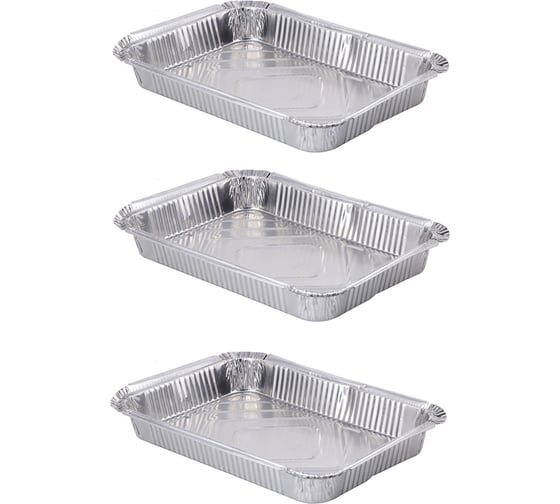 Изображение товара Набор алюминиевых форм для приготовления VETTA 3 шт., 31,5x22x4 см, дно 27,5x17,5 см, 2235 мл, L-край 438-252