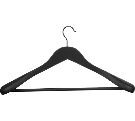 Изображение товара Деревянная вешалка для верхней одежды VETTA софт тач, 44.5x23x5.8 см, черная 455-004