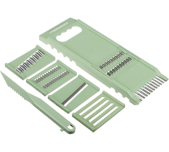 Изображение товара Многофункциональная терка со сменными лезвиями VETTA 25x8.5x2 см, нержавеющая сталь, полипропилен, 7 предметов 885-272