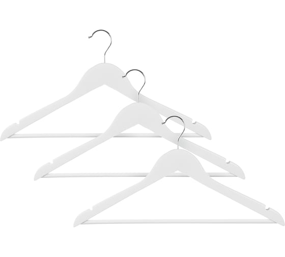 Изображение товара Набор деревянных вешалок VETTA 3 шт., 45 см, белые, хром 455-055