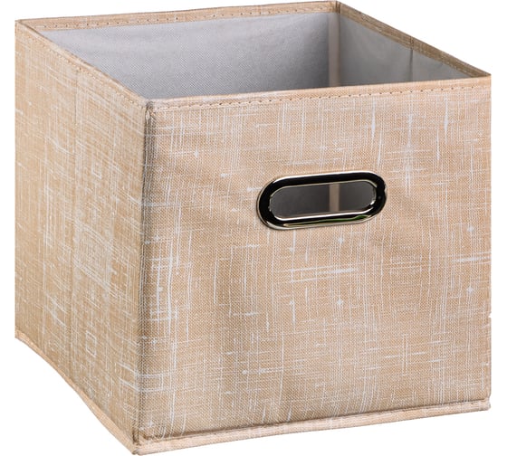 Изображение товара Стеллажный короб с вырубной ручкой VETTA лён, 25x25x25 см, полиэстер, бежевый 457-644
