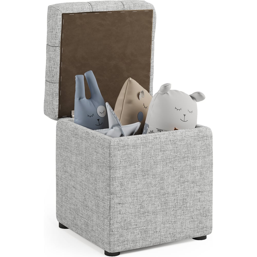 Изображение товара Пуф Шарм Квадро с ящиком серый для хранения и отдыха комфортное сиденье