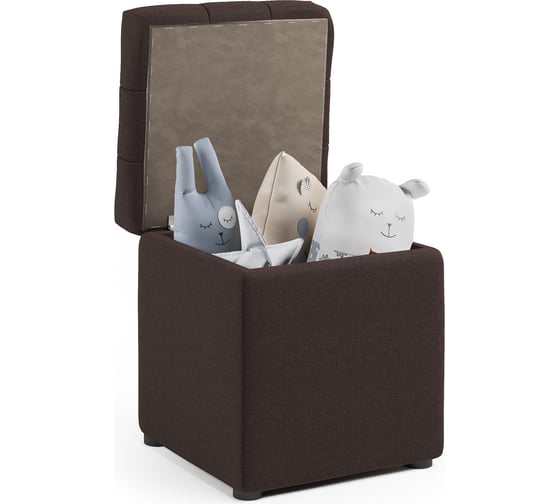 Изображение товара Пуф Шарм Квадро с ящиком, шоколадная рогожка 11122119