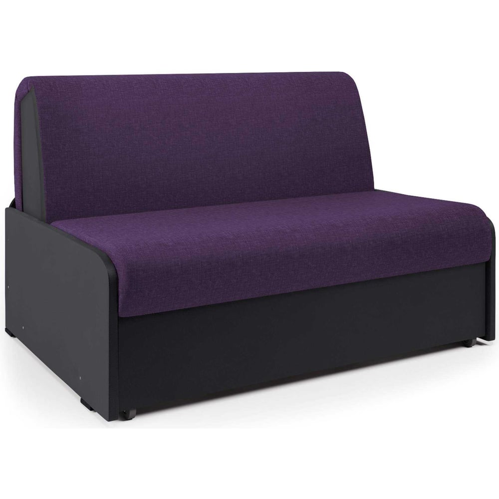 Изображение товара Диван кровать Шарм Коломбо БП 140 фиолетовая рогожка и экокожа черный