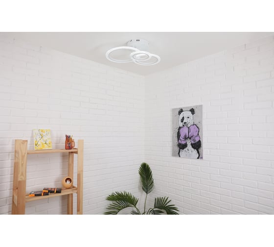 Изображение товара Люстра потолочная светодиодная Schaffner, LED, цвет белый. Люстра с пультом управления, освещение до 12 кв.м, мощность 66 Вт Articolo 2630-1+1+1