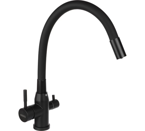 Изображение товара Смеситель для кухни с выводом питьевой воды СоюзКран силиконовый излив, черный, нерж.сталь, SS01-С132 567-012