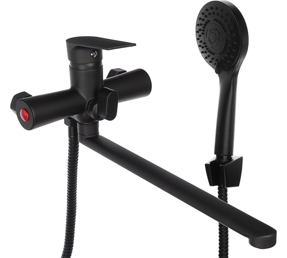 Изображение товара Смеситель для ванны с душем СоюзКран прямой излив 35см, картридж 35мм, черный, цинк, SK08-P105 567-039