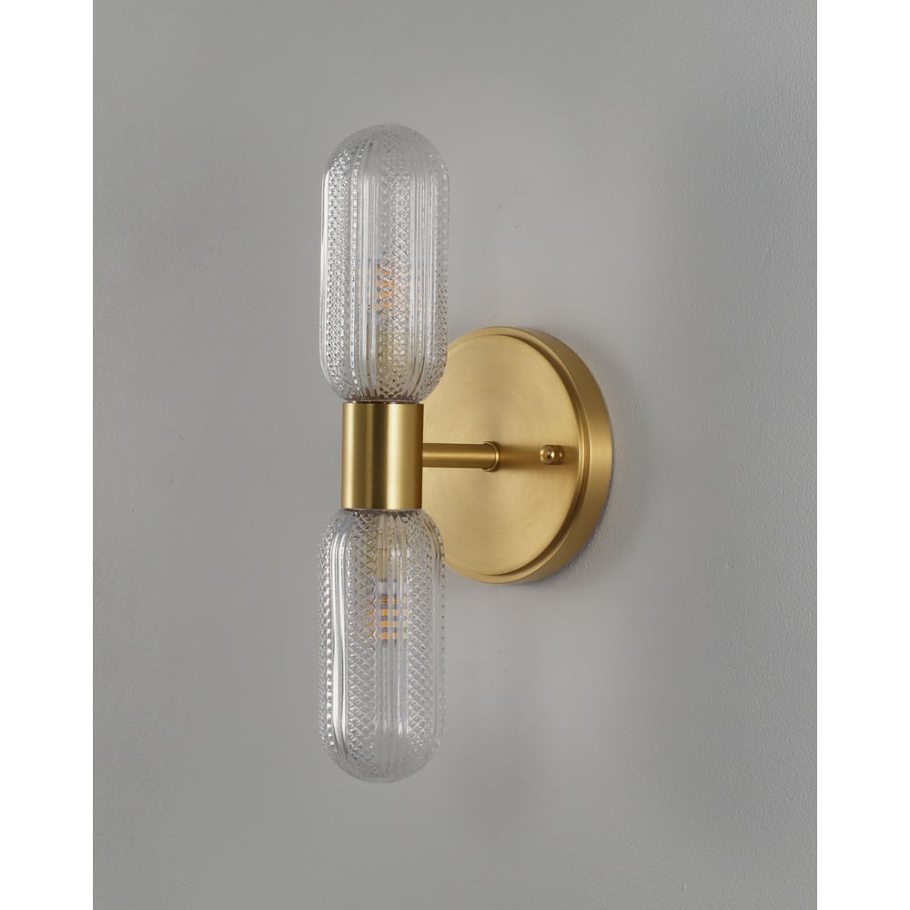 Изображение товара Настенный светильник Moderli Brass с двумя G9 лампами классика латунь стекло