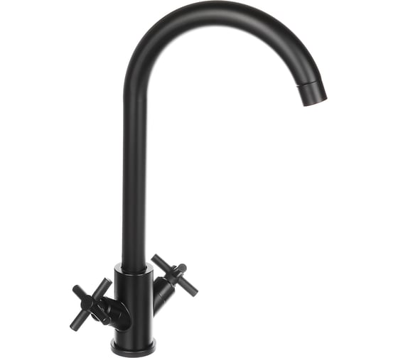 Изображение товара Смеситель для кухни СоюзКран поворотный излив, кер. кран-буксы 1/2, черный, нерж.сталь, SS01-R240 567-006