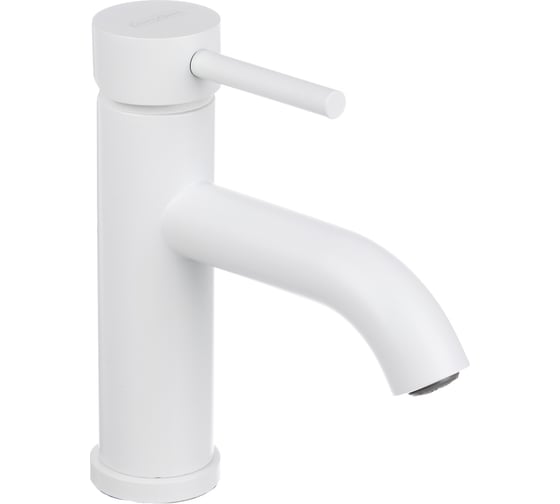 Изображение товара Смеситель для раковины СоюзКран керам. картридж 35мм, нерж. сталь, белый SS02-M132 567-073