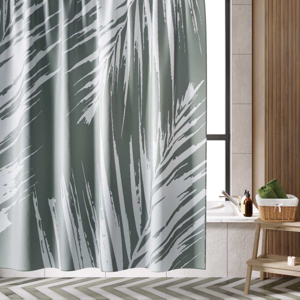 Шторка для ванной WasserKraft скатерть мажор листья прямоугольная 160x135 см серый