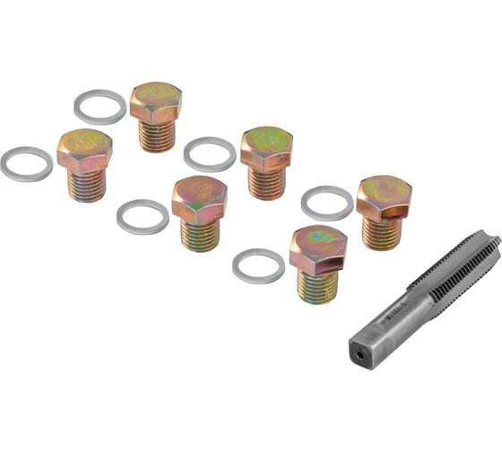 Изображение товара Набор для восстановления резьбы сливного отверстия поддона Thorvik ODPRK1315 M13х1.5, 7 пр 53211