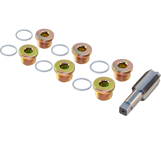 Изображение товара Набор для восстановления резьбы сливного отверстия поддона Thorvik ODPRK2015 M20х1.5, 7 пр 53214