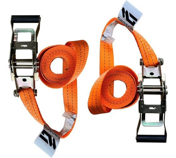 Изображение товара Комплект ремней стяжных кольцевых Grosco 10 т (20 т), 1 м, 100 мм, 2 шт, для крепления груза, с храповым механизмом RSTK10001C2