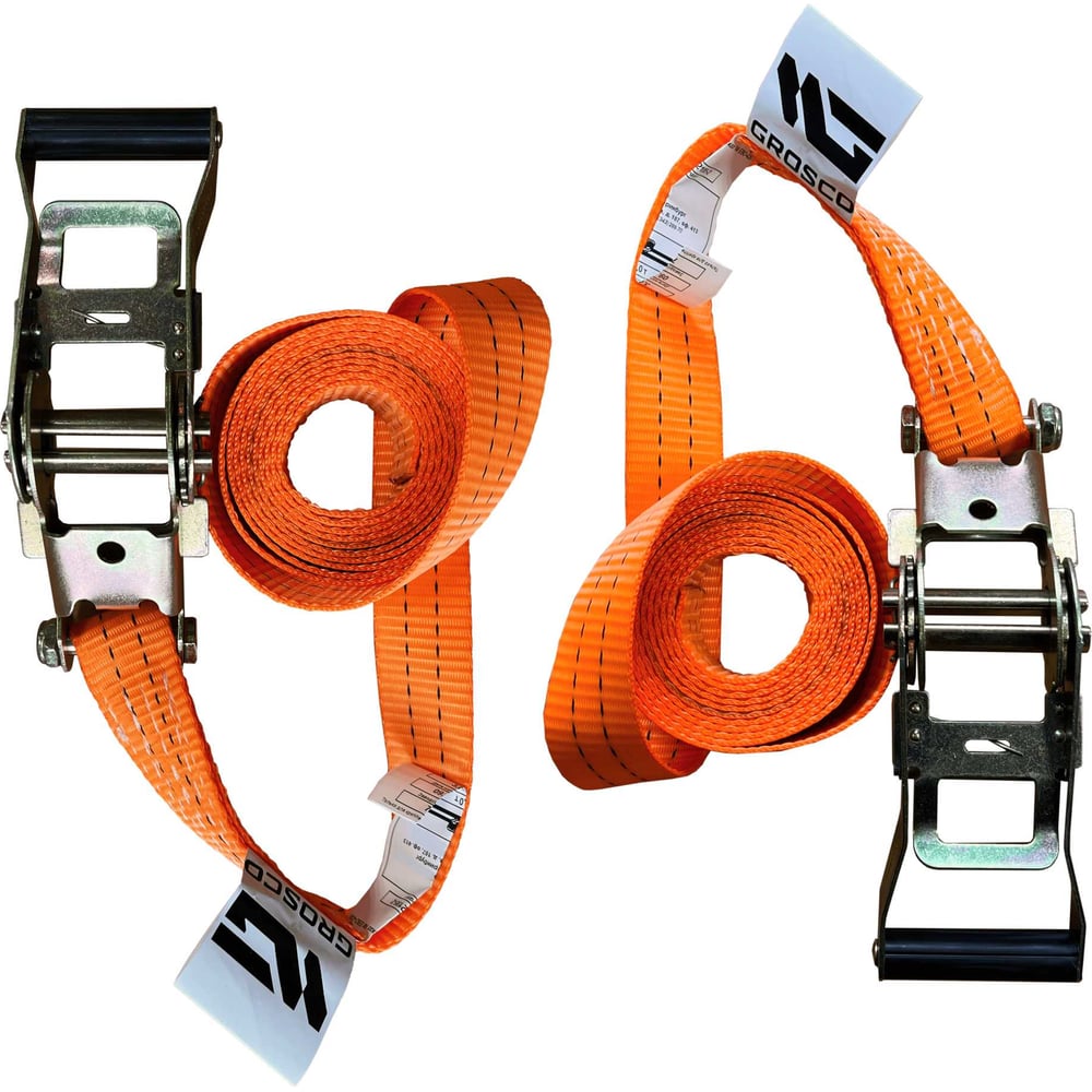 Комплект ремней стяжных кольцевых для крепления груза, с храповым механизмом Grosco RSTK05015C2