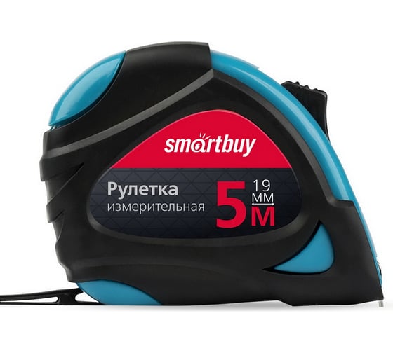 Изображение товара Измерительная рулетка Smartbuy 5мх19мм, прорезиненный корпус, 2 фиксатора, усиленный зацеп SBT-MTP-519P2