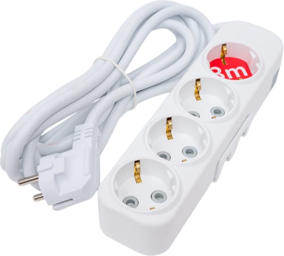 Изображение товара Удлинитель ELBI Myra с заземлением, 4 входа, с защитными шторками, 3м, 3x1,5 527-010203-421