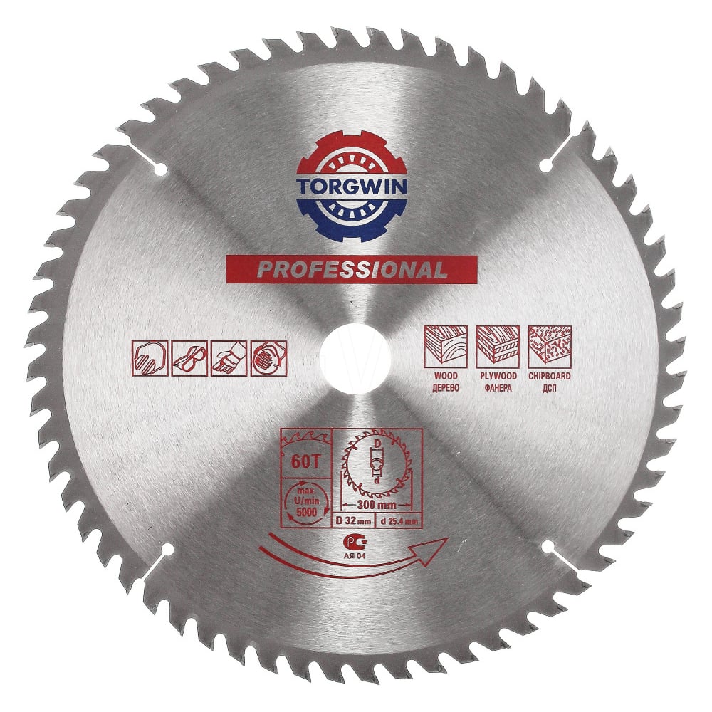 Изображение товара Пильный диск по дереву 300x32 мм с 60 зубьями TORGWIN S31411