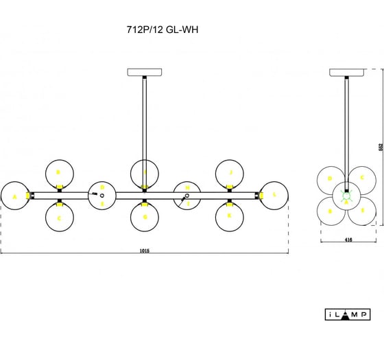 Изображение товара Подвесная люстра iLAMP GOLDEN 712P/12 GL-WH