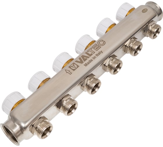 Изображение товара Коллекторный блок с ручным регулировочным клапаном VALTEC 1х6 выходов Евроконус 3/4 VTc.582.EMNX.0606